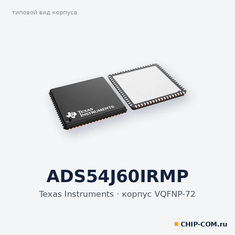 ADS54J60IRMP, корпус VQFNP-72 (типовой вид)