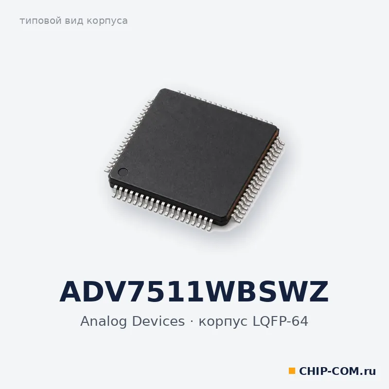 ADV7511WBSWZ, корпус LQFP-64 (типовой вид)