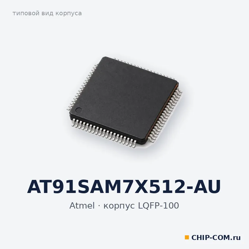 AT91SAM7X512-AU, корпус LQFP-100 (типовой вид)