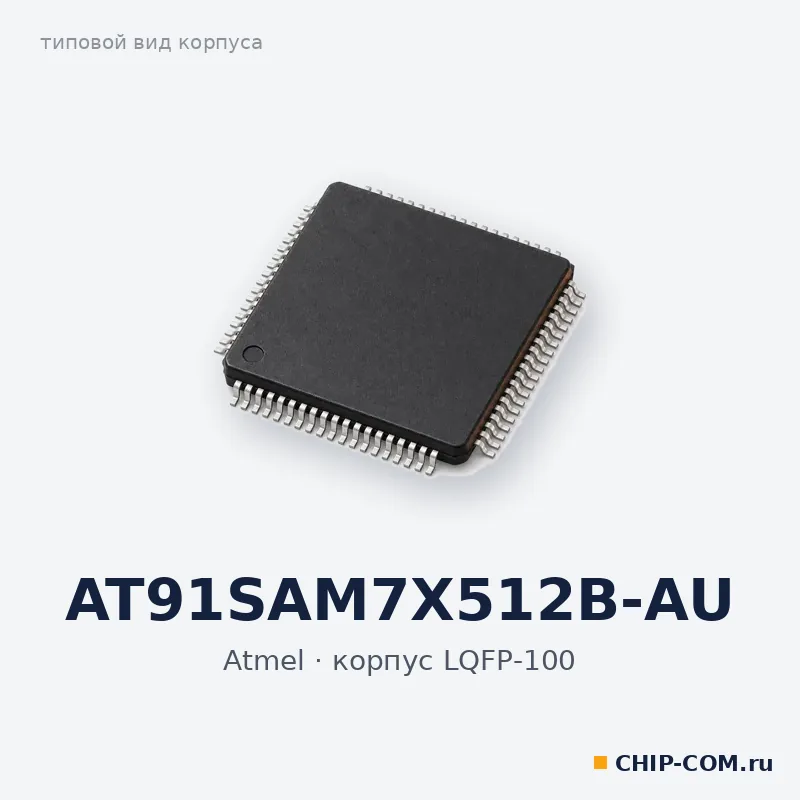 AT91SAM7X512B-AU, корпус LQFP-100 (типовой вид)