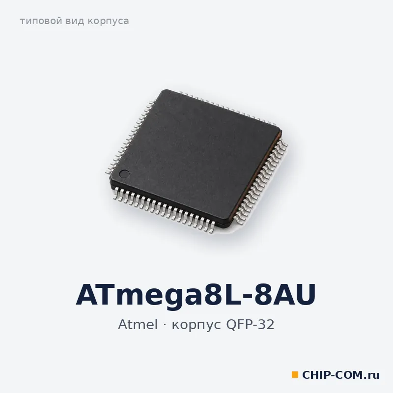ATmega8L-8AU, корпус QFP-32 (типовой вид)