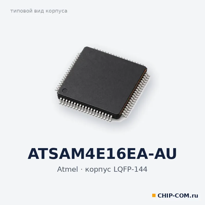 ATSAM4E16EA-AU, корпус LQFP-144 (типовой вид)