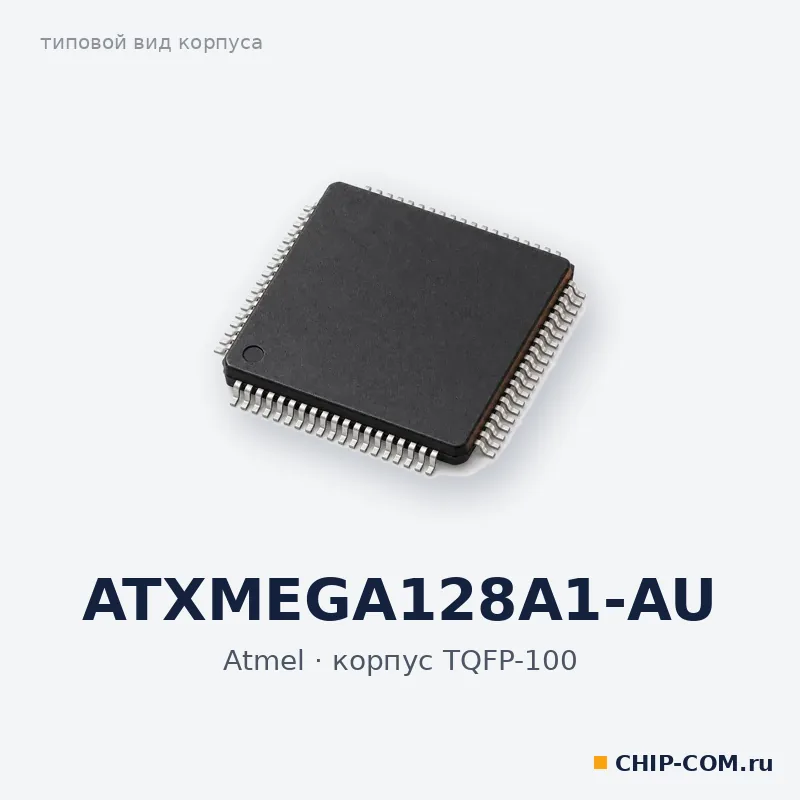 ATXMEGA128A1-AU, корпус TQFP-100 (типовой вид)