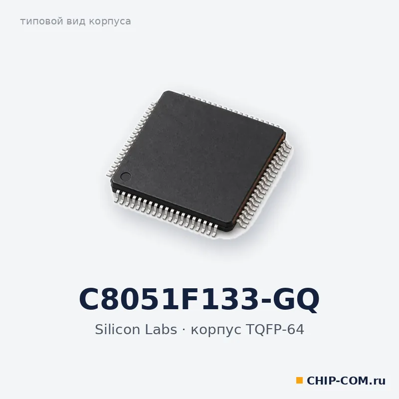 C8051F133-GQ, корпус TQFP-64 (типовой вид)