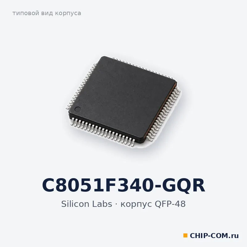 C8051F340-GQR, корпус QFP-48 (типовой вид)