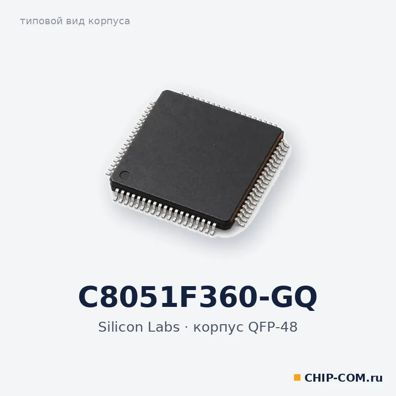 C8051F360-GQ, корпус QFP-48 (типовой вид)