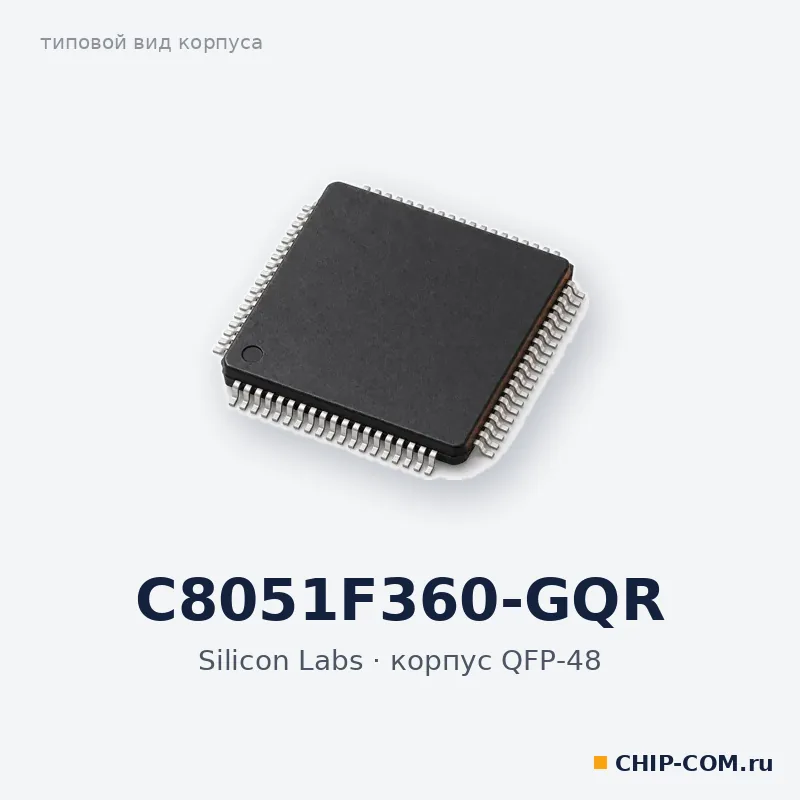 C8051F360-GQR, корпус QFP-48 (типовой вид)