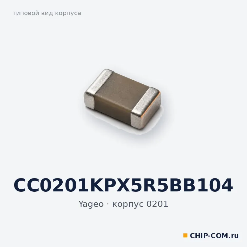 CC0201KPX5R5BB104, корпус 0201 (типовой вид)