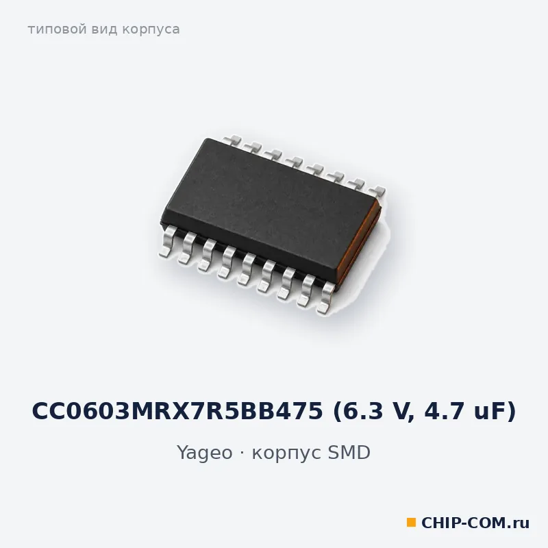 CC0603MRX7R5BB475, корпус SMD (типовой вид)