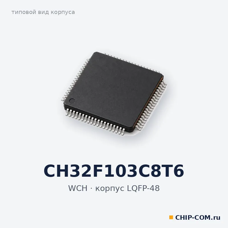 CH32F103C8T6, корпус LQFP-48 (типовой вид)