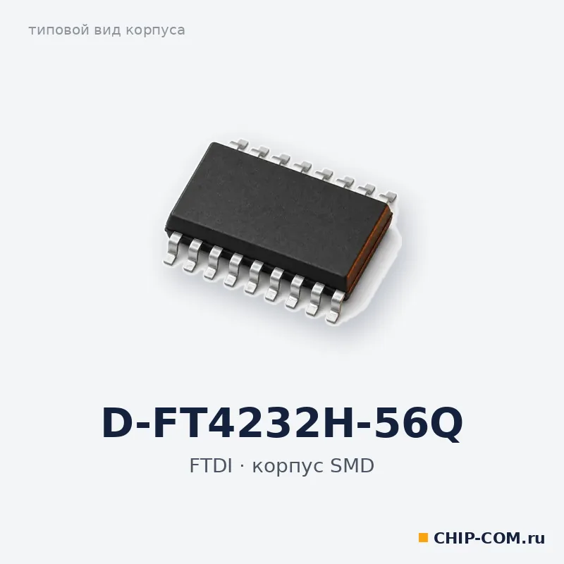 D-FT4232H-56Q, корпус SMD (типовой вид)