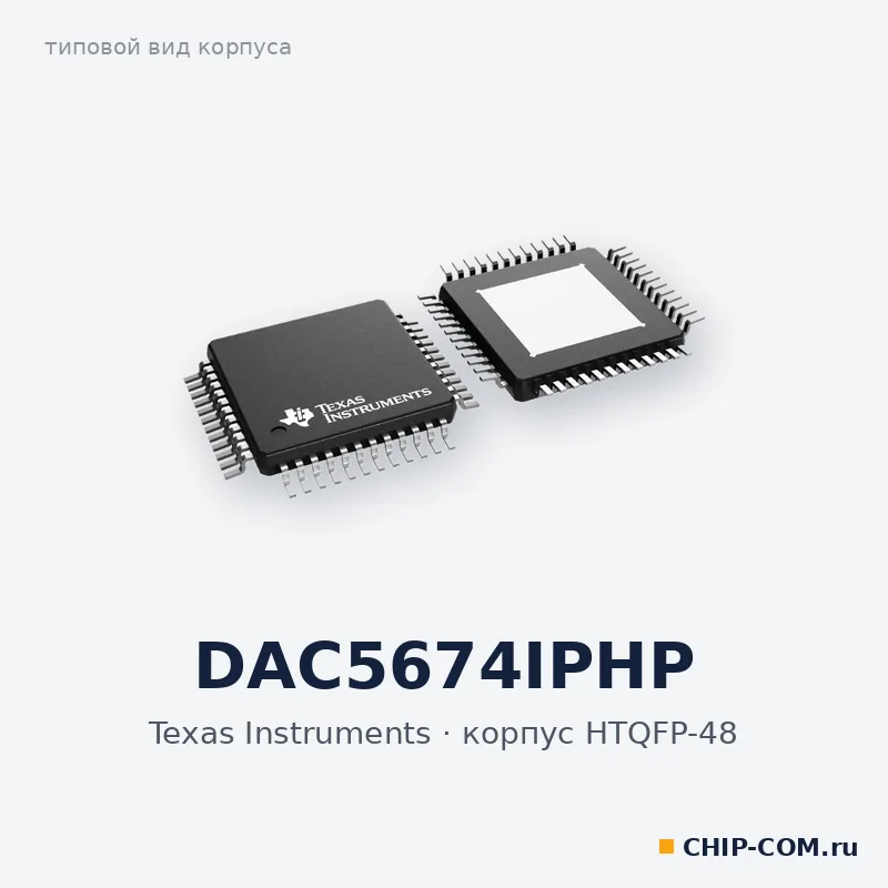 DAC5674IPHP, корпус HTQFP-48 (типовой вид)