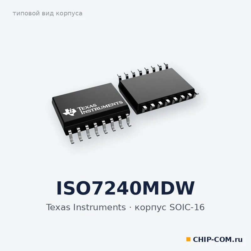 ISO7240MDW, корпус SOIC-16 (типовой вид)
