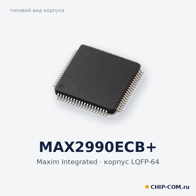 MAX2990ECB+, корпус LQFP-64 (типовой вид)