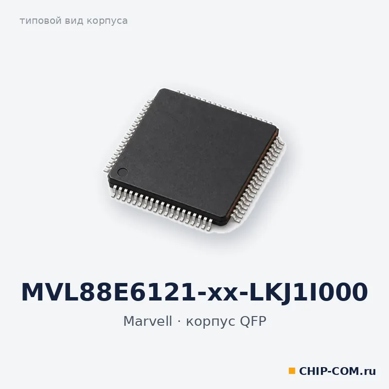 MVL88E6121-xx-LKJ1I000, корпус QFP (типовой вид)