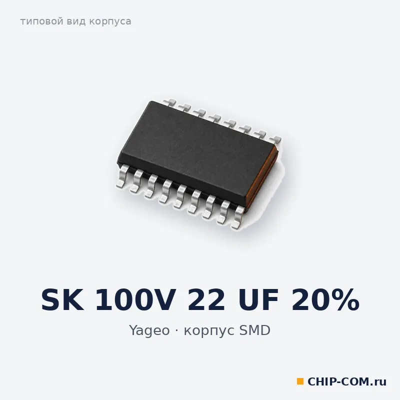 SK 100V 22 UF 20%, корпус SMD (типовой вид)