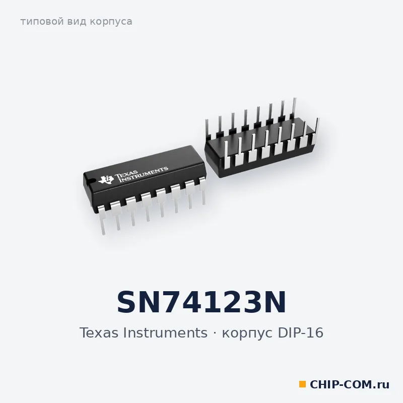 SN74123N, корпус DIP-16 (типовой вид)