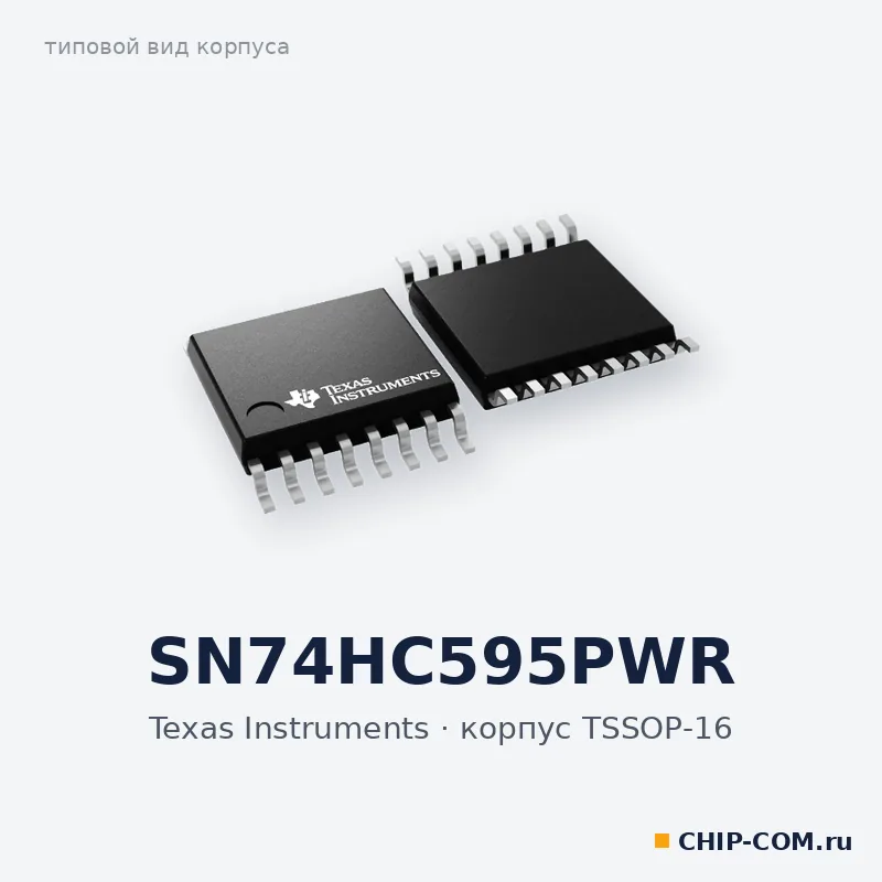 SN74HC595PWR, корпус TSSOP-16 (типовой вид)