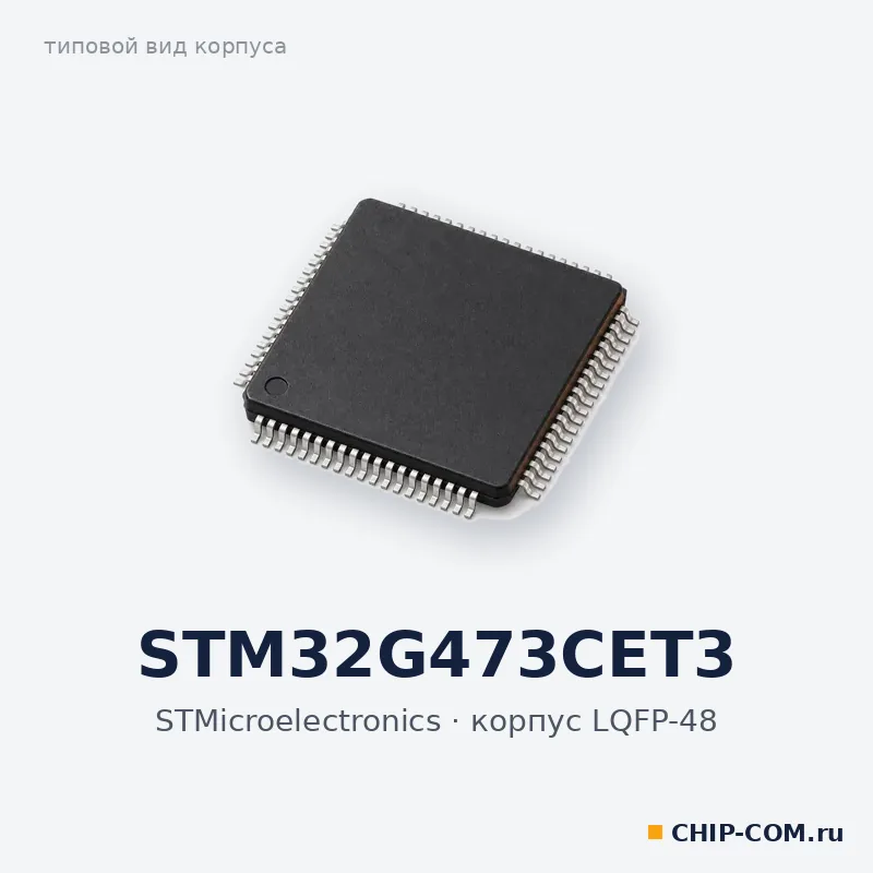 STM32G473CET3, корпус LQFP-48 (типовой вид)
