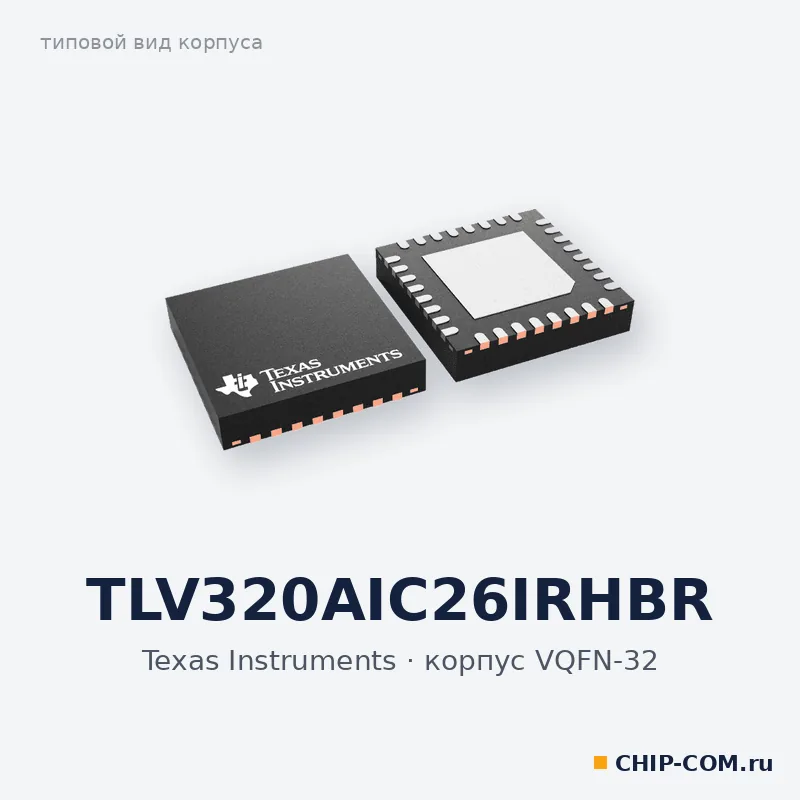 TLV320AIC26IRHBR, корпус VQFN-32 (типовой вид)