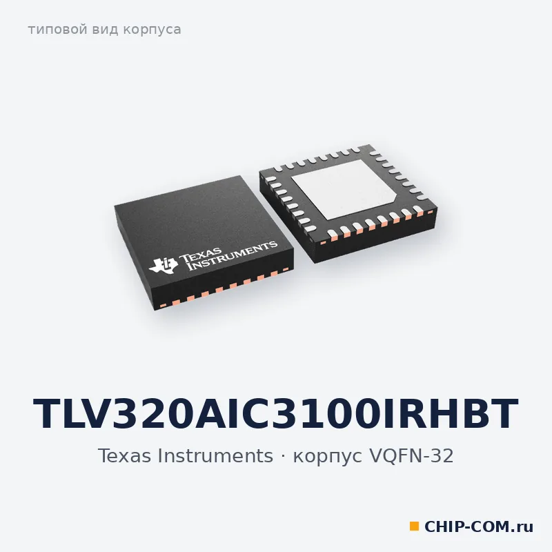 TLV320AIC3100IRHBT, корпус VQFN-32 (типовой вид)