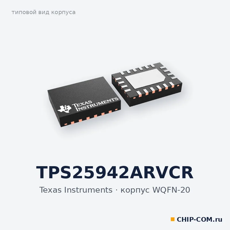 TPS25942ARVCR, корпус WQFN-20 (типовой вид)