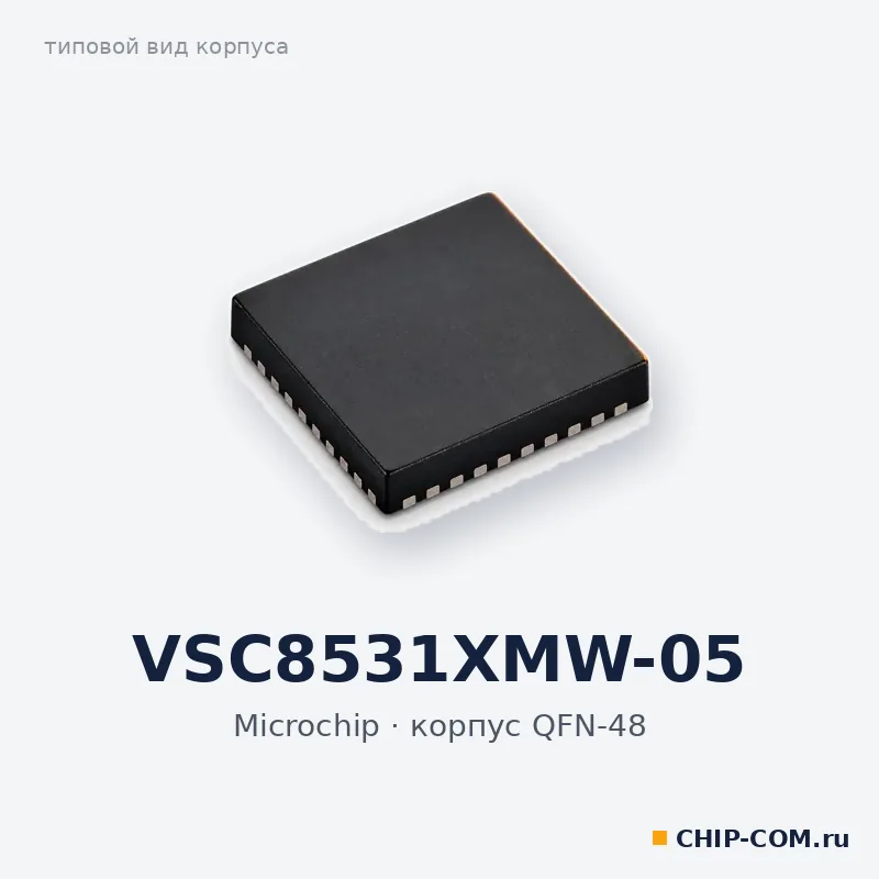 VSC8531XMW-05, корпус QFN-48 (типовой вид)