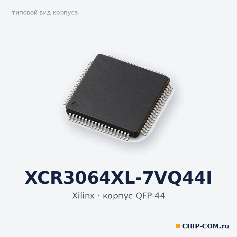 XCR3064XL-7VQ44I, корпус QFP-44 (типовой вид)